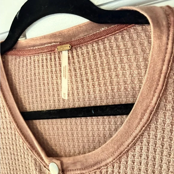 Free People Size Medium Marissa Henley Dress Maxi Waffle Knit - Picture 7 of 9